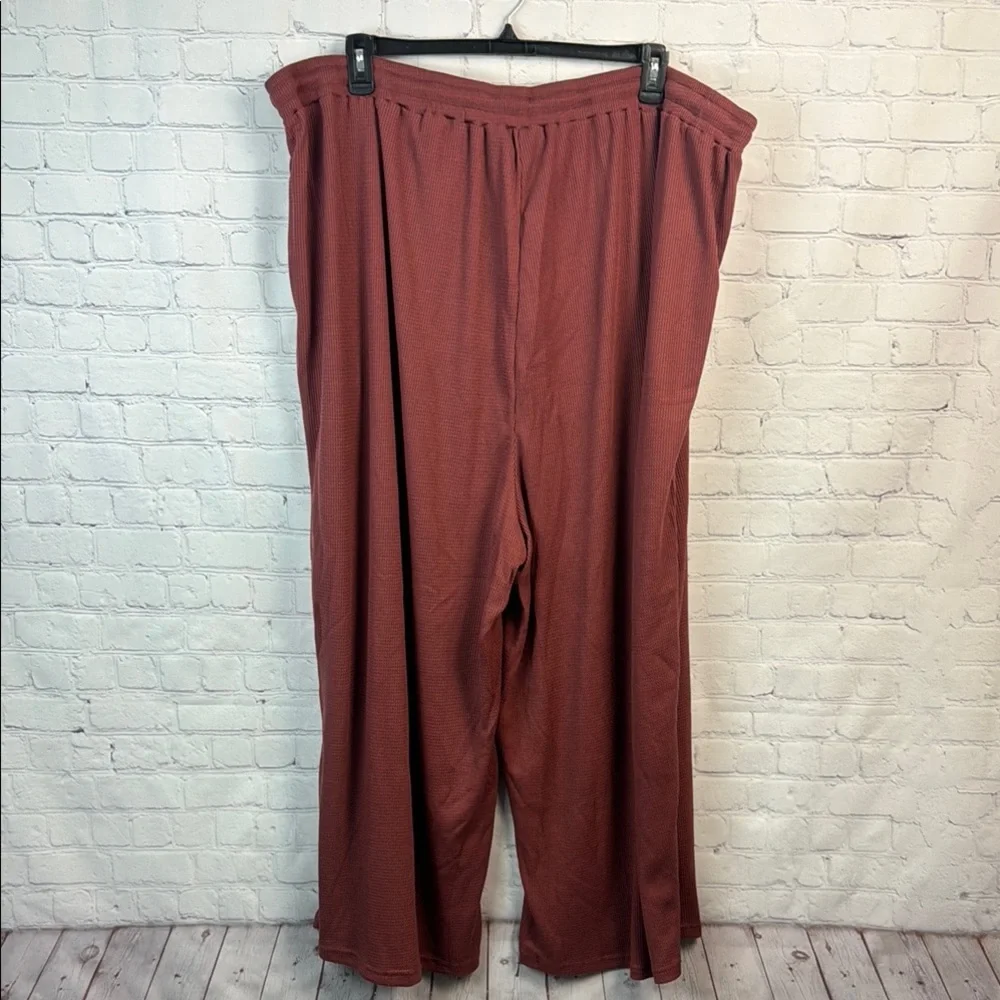 BloomChic Dusty Pink Wide Leg Waffle Knit Relaxed Pants - Picture 6 of 6